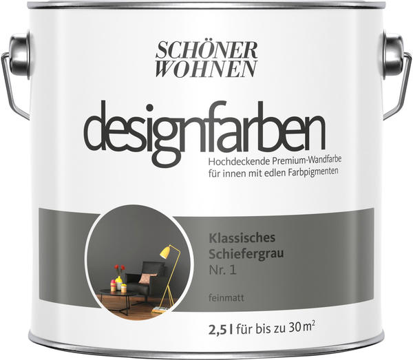 Schöner Wohnen Designfarbe Klassisches Schiefergrau feinmatt 2,5 l