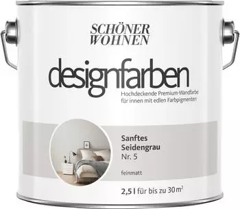 Sch&ouml;ner Wohnen Designfarbe 2,5 l Sanftes Seidengrau feinmatt