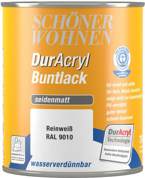 Schöner Wohnen DurAcryl Buntlack seidenmatt 750 ml Reinweiß