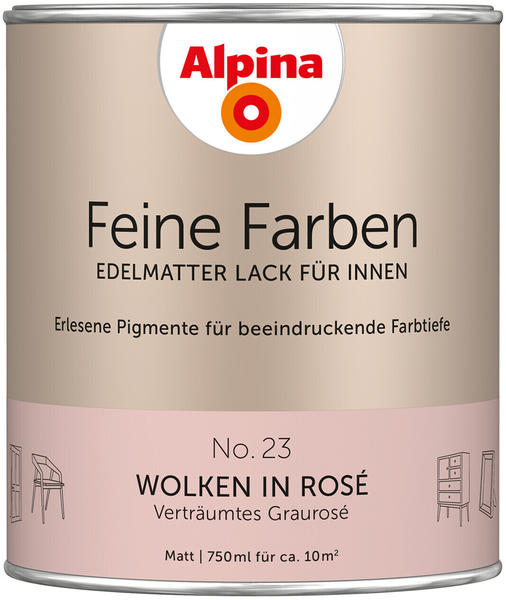 Alpina Farben Alpina Feine Farben edelmatter Lack für Innen No 23 Wolken in Rosé 750ml