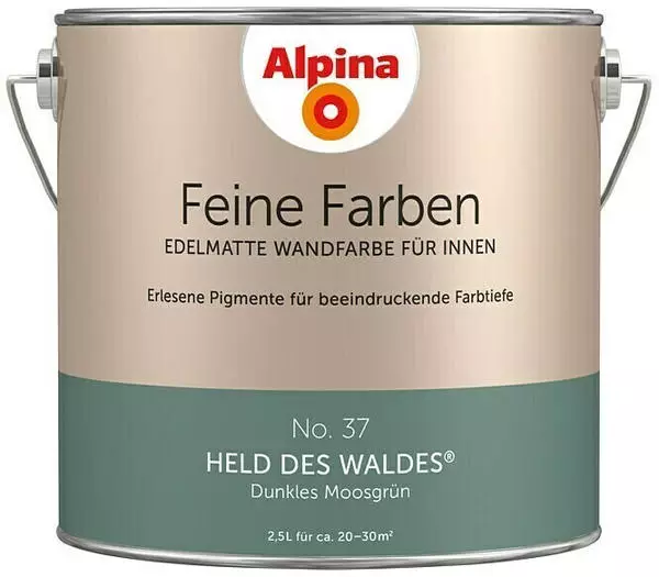Alpina Farben Feine Farben edelmatte Wandfarbe für Innen No 37 Held des Waldes 2,5l