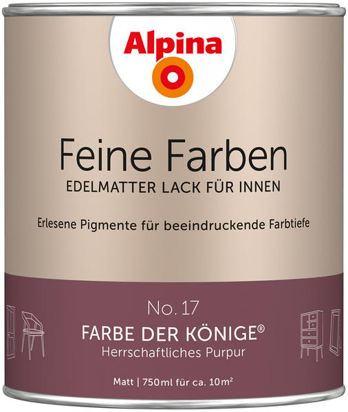 Alpina Farben Feine Farben edelmatter Lack für Innen No 17 Farbe der Könige 0,75l