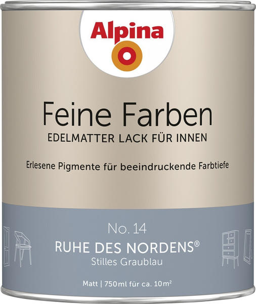 Alpina Farben Feine Farben edelmatter Lack für Innen No 14 Ruhe des Nordens 0,75l