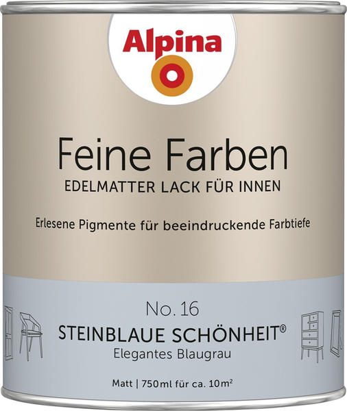 Alpina Farben Feine Farben edelmatter Lack für Innen No 16 Steinblaue Schönheit 0,75l