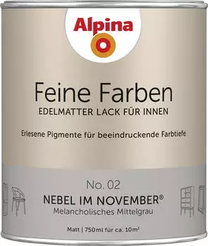 Alpina Farben Alpina Feine Farben edelmatter Lack für Innen No 02 Nebel im November 0,75l