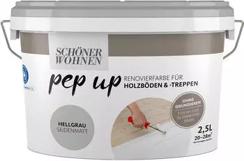 Schöner Wohnen pep up Renovierfarbe für Holzböden & Treppen 2,5l Hellgrau seidenmatt