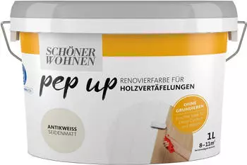 Sch&ouml;ner Wohnen pep Up Renovierfarbe f&uuml;r Holzvert&auml;felungen 1l Antikwei&szlig; seidenmatt