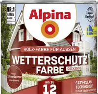 Wetterschutzfarbe Deckend 0,75 L Schwedenrot Holzschutzfarbe - Alpina