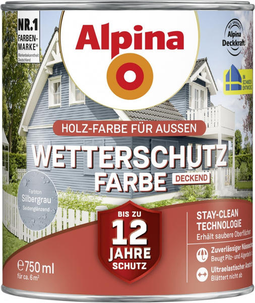 Alpina Farben Wetterschutz-Farbe deckend 0,75 l Silbergrau