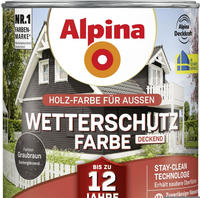 Wetterschutzfarbe Deckend 0,75 L Graubraun Holzschutzfarbe - Alpina