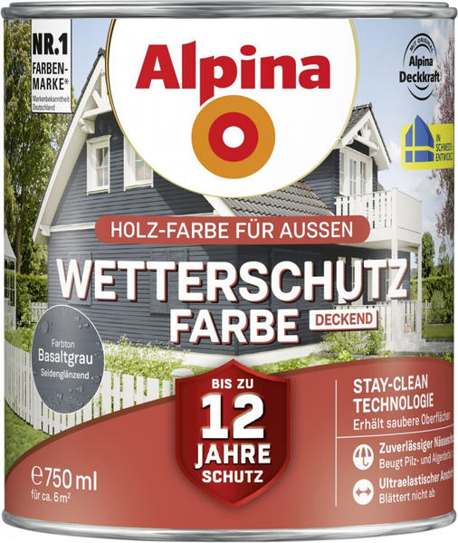 Alpina Farben Wetterschutz-Farbe deckend 0,75 l Basaltgrau
