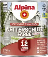 Alpina Holz-Wetterschutz-Farben &ndash; Steingrau, deckend &ndash; bis zu 12 Jahre Schutz vor