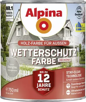 Alpina Farben Wetterschutz-Farbe deckend 0,75 l Steingrau