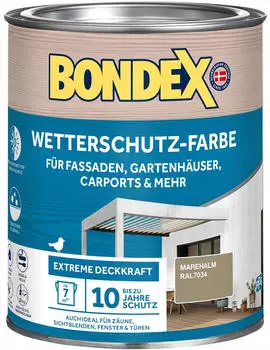 Bondex Wetterschutzfarbe f&uuml;r Fassaden, Gartenh&auml;user, Carports und mehr Marehalm beige 0,75l