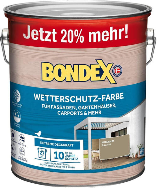 Bondex Wetterschutzfarbe für Fassaden, Gartenhäuser, Carports und mehr Marehalm beige 3l