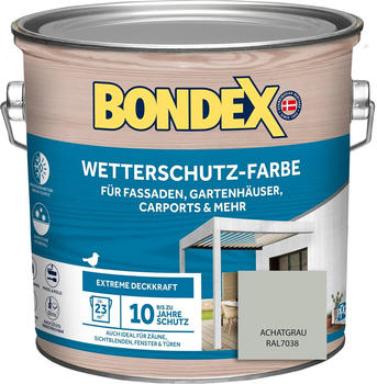 Bondex Wetterschutzfarbe für Fassaden, Gartenhäuser, Carports und mehr Achatgrau 2,5l