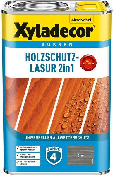 Xyladecor Holzschutzlasur 2in1 grau 4l