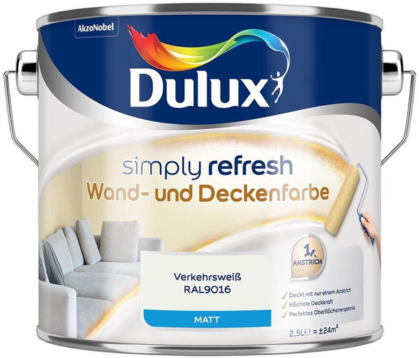 Dulux Simply Refresh 2,5 l, Verkehrsweiss (RAL9016)