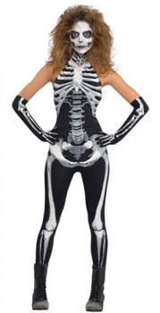 Amscan Lady Bones Skelett Kostüm für Damen schwarz/weiß