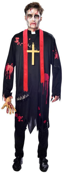 Amscan Zombie Pfarrer Kostüm für Herren schwarz
