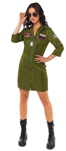 Amscan Top Gun Kleid Damenkostüm grün