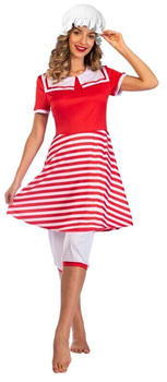 Amscan Altertümliches Badekleid Damen Kostüm rot/weiß