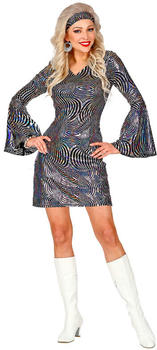 Widmann 70er Disco Fever Kleid Damen schimmernd silber