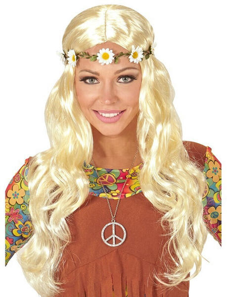Widmann Hippie Perücke mit Blumenband blond