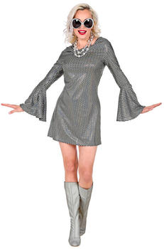 Widmann 70er Disco Fever Kleid Damen holografisch silber
