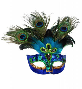 Widmann Elegante Pfaumaske blau