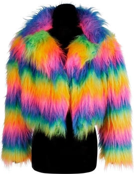 Thetru Collection Damen Pelzmantel Jacke bunt