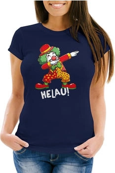 MoonWorks Damen T-Shirt Fasching Dabbing Clown Kostüm-Ersatz Navy