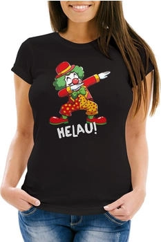 MoonWorks Damen T-Shirt Fasching Dabbing Clown Kostüm-Ersatz schwarz