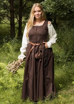 Battle-Merchant Trägerkleid Überkleid 'Lene' braun Wikingerkleid