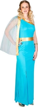 TecTake Frauenkostüm griechische Königin Helena königliches Kleid sexy Beinschlitz aufgenähte Tüllschärpe goldene Bordüre unterhalb der Brust 300397