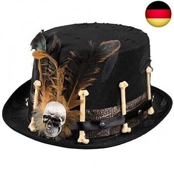 Boland Voodoo-Hut Nana Zylinder Knochen Federn und Totenkopf 72181