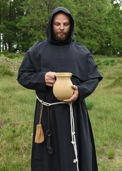 Battle-Merchant Mönchskutte Kapuze Kordel schwarz