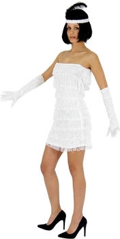 Foxxeo Damen Kleid Charleston Kostüm weiß
