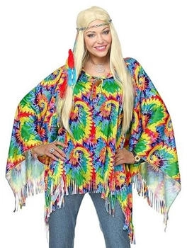 Widmann Party Fashion Kostüm psychedelic Flower Power Poncho Stirnband