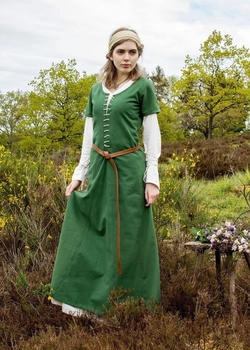 Battle-Merchant Ritter-Kostüm Kurzärmelige Cotehardie Mittelalter Kleid ava grün