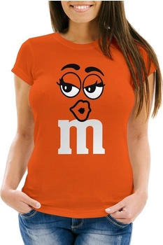 MoonWorks Damen T-Shirt Fasching Karneval Aufdruck Gruppen-Kostüm orange