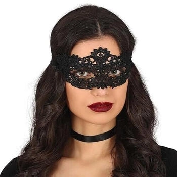 Fiestas Guirca Bestickte Spitzenmaske schwarz