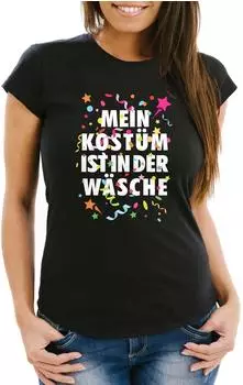 MoonWorks Damen T-Shirt Fasching Konfetti im Herzen schwarz
