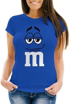 MoonWorks Damen T-Shirt Fasching Karneval Aufdruck Gruppen-Kostüm blau