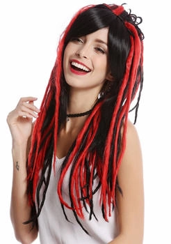 Wig Me Up Perücke schwarz rot Dreadlocks GF-W2416-1BHRED