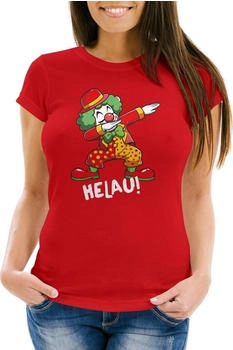 MoonWorks Damen T-Shirt Dabbing Clown Kostüm-Ersatz rot