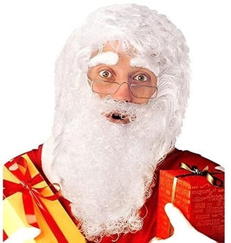 Widmann Perücke Weihnachtsmann grau maxi Bart Schnurrbart und Augenbrauen 1518S