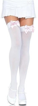 Leg Avenue Nylon-Strümpfe Schleife weiß rosa AC776