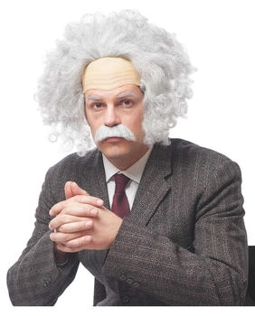 Horror-Shop Einstein Perücke grau Schnauzbart