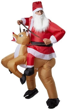 Dress for Fun Aufblasbar Santa Rentier Aufsitzkostüm